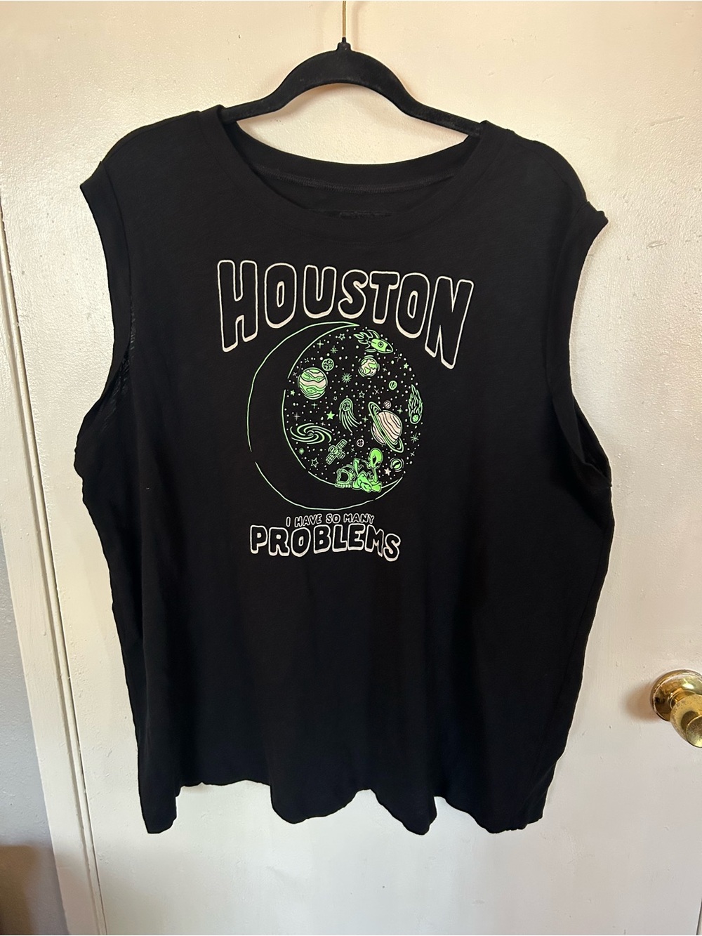 torrid Black Muscle Tee with Green Space Graphic